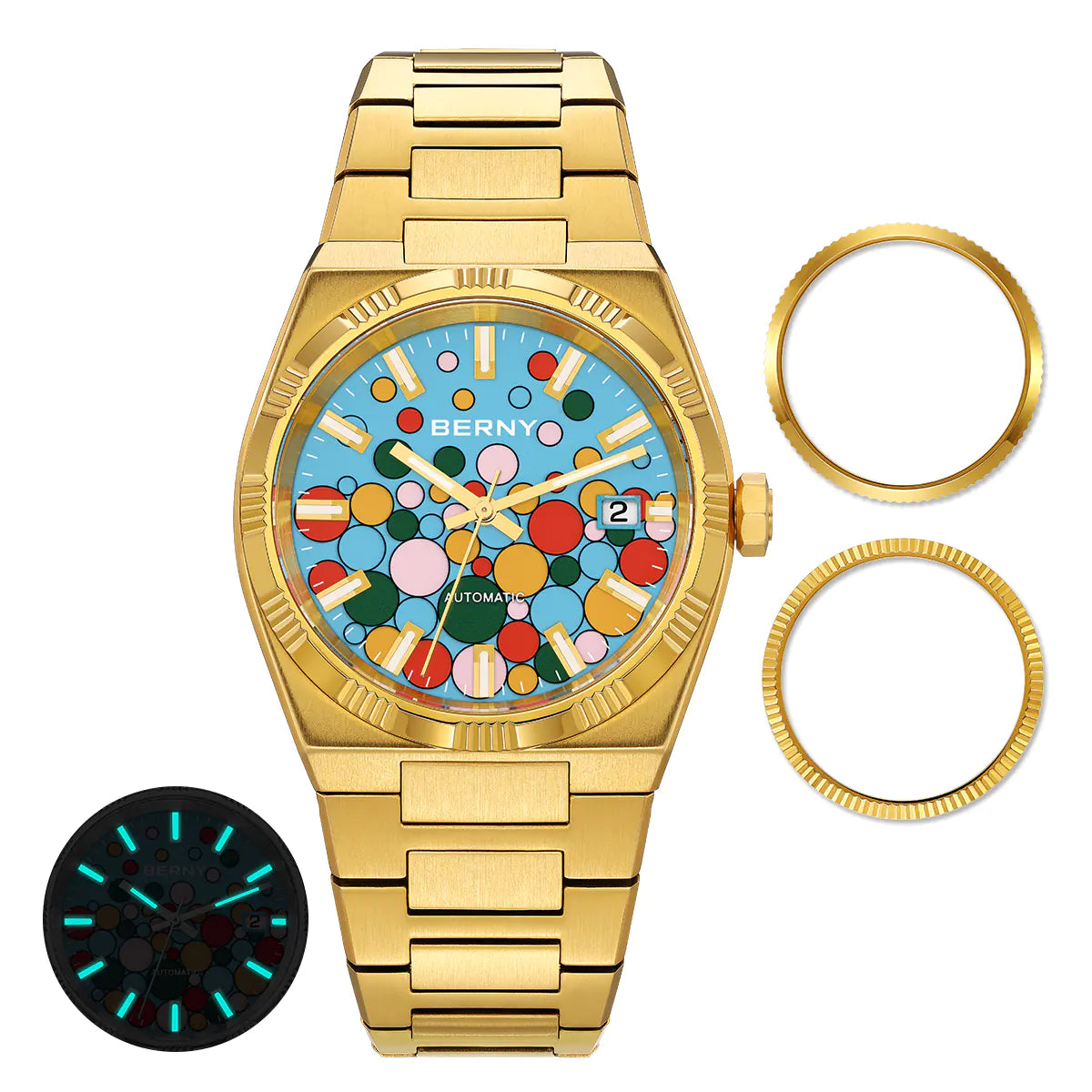 BERNY AM241M Automatic Watch – Interchangeable Bezels & Sapphire