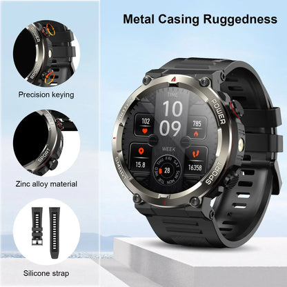 Blackview W50 Pro Rugged Smartwatch – LED Flashlight & Bluetooth Calling