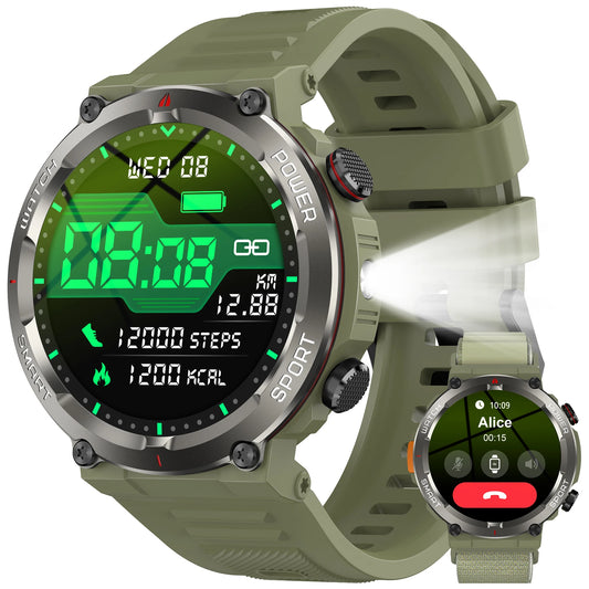 Blackview W50 Pro Rugged Smartwatch – LED Flashlight & Bluetooth Calling