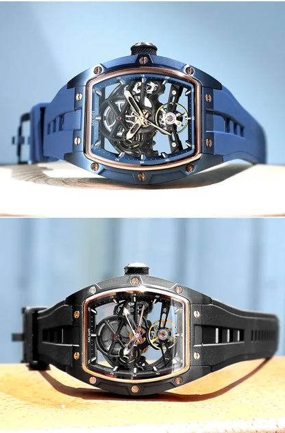 NEW Automatic Megir Mechanical Stainless Skeleton Dial Wristwatch