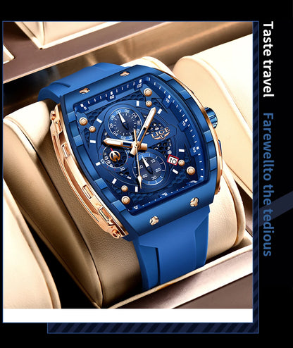 NEW Lige Tonneau Waterproof Sports Chronograph Quartz Watch