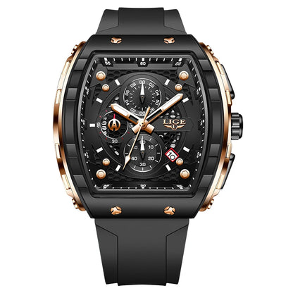 NEW Lige Tonneau Waterproof Sports Chronograph Quartz Watch