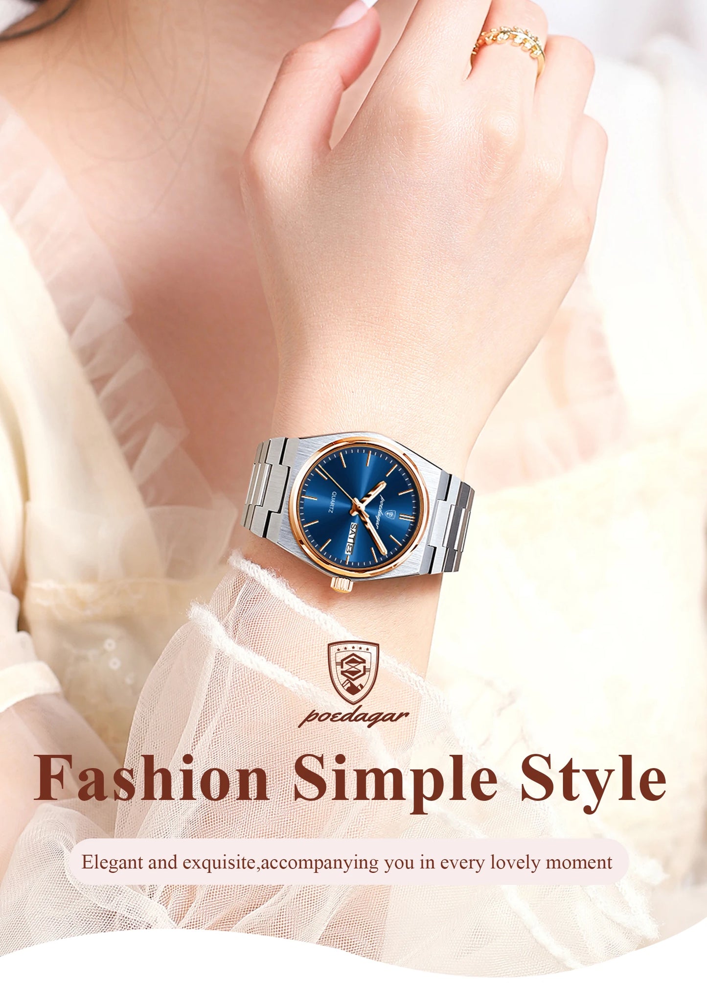 POEDAGAR 786 Luxury Ladies Watch | Stainless Steel Waterproof Quartz Dress Watch