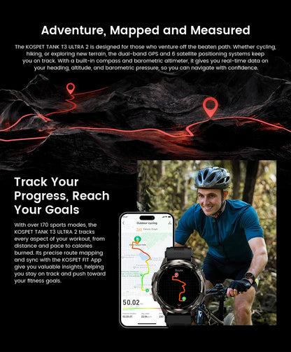 KOSPET TANK T3 Ultra 2 – Rugged Dual-Band GPS Smartwatch