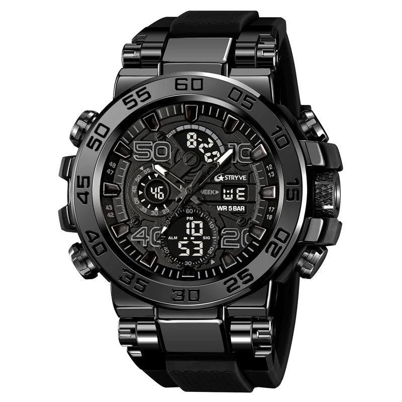 STRYVE S8030 Sports Watch – Large 55mm Dual Display Analog Digital Watch - Top G Watches