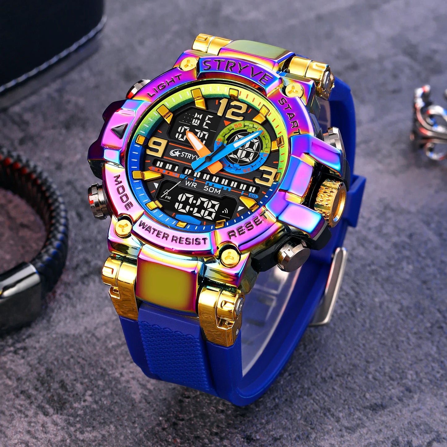 STRYVE S8025 Digital Analog Sports Watch – Shockproof Waterproof Dual Display - Top G Watches