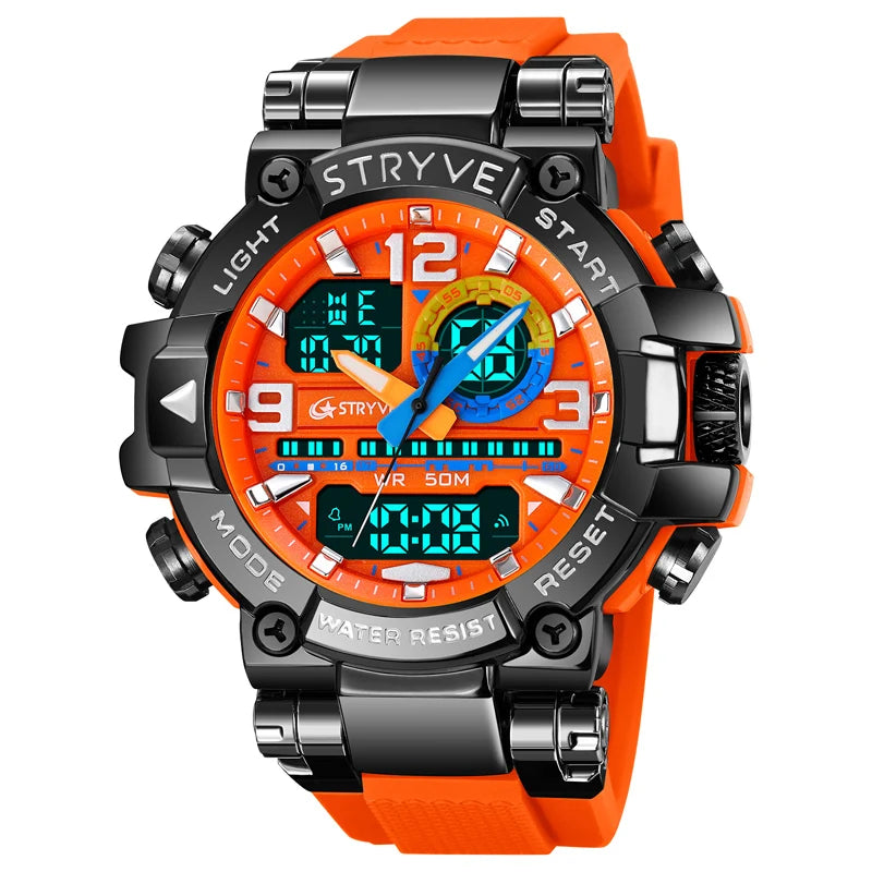 STRYVE S8025 Digital Analog Sports Watch – Shockproof Waterproof Dual Display - Top G Watches