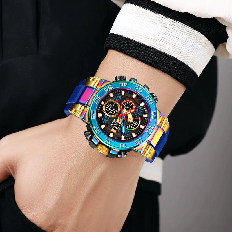 STRYVE S8030 Sports Watch – Large 55mm Dual Display Analog Digital Watch - Top G Watches