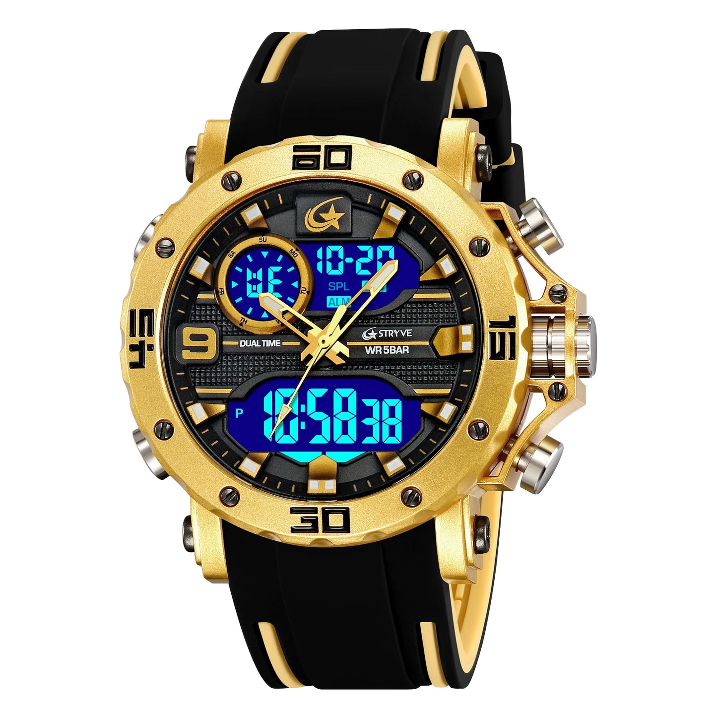 STRYVE S8032 Sports Watch – Bold Dual Display Analog Digital Watch - Top G Watches