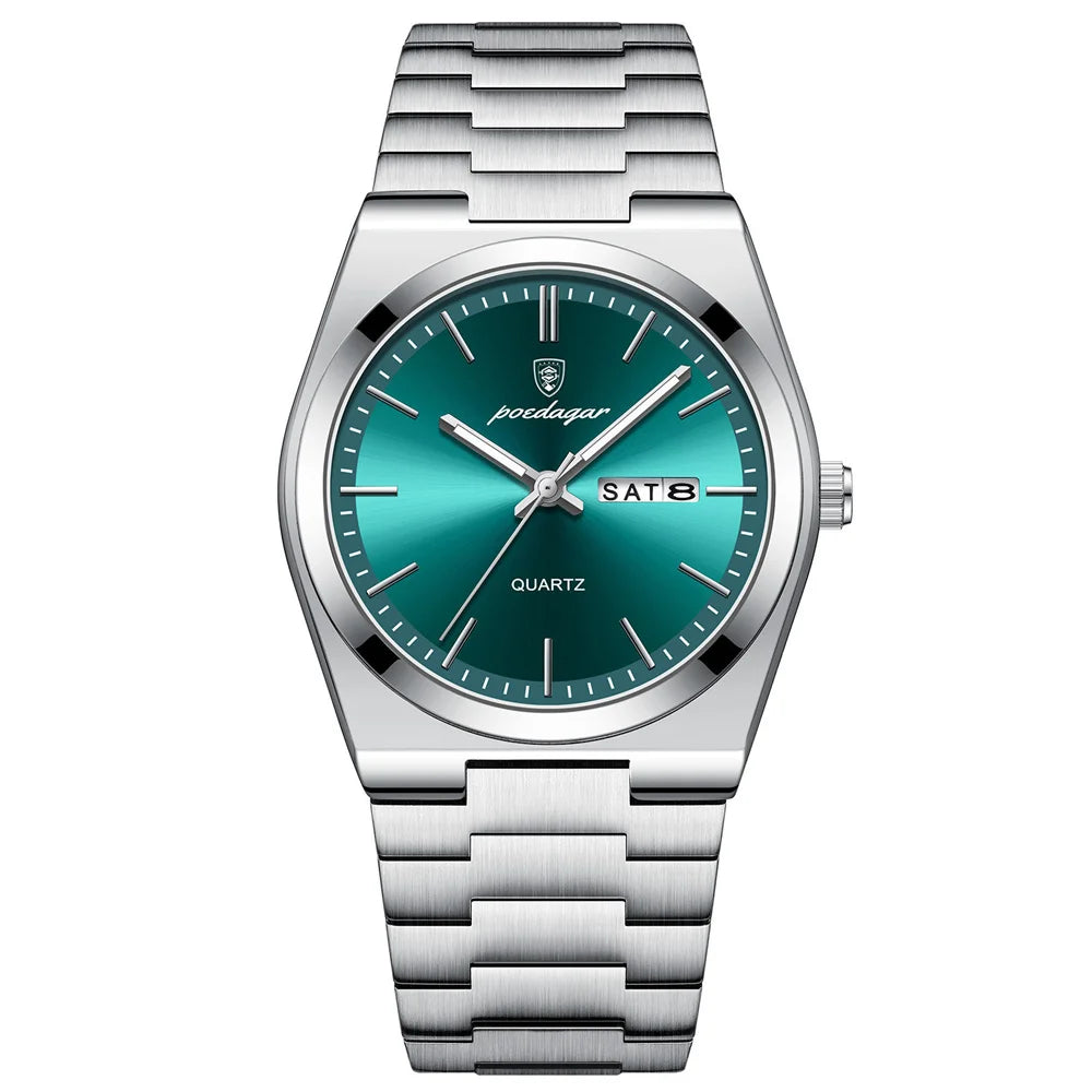 POEDAGAR Luxury Quartz Man Wristwatch Sport Men Watches Waterproof Luminous Date Week Stainless Steel Men's Watch Male Reloj - Top G Watches