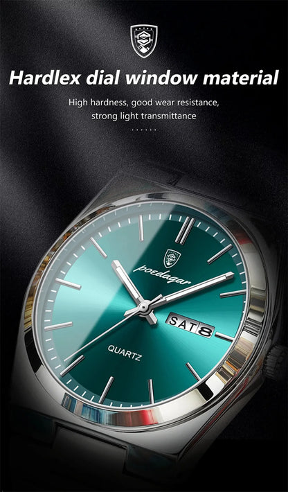 POEDAGAR Luxury Quartz Man Wristwatch Sport Men Watches Waterproof Luminous Date Week Stainless Steel Men's Watch Male Reloj - Top G Watches