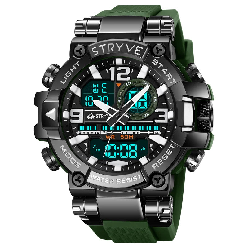 STRYVE S8025 Digital Analog Sports Watch – Shockproof Waterproof Dual Display - Top G Watches