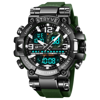 STRYVE S8025 Digital Analog Sports Watch – Shockproof Waterproof Dual Display - Top G Watches