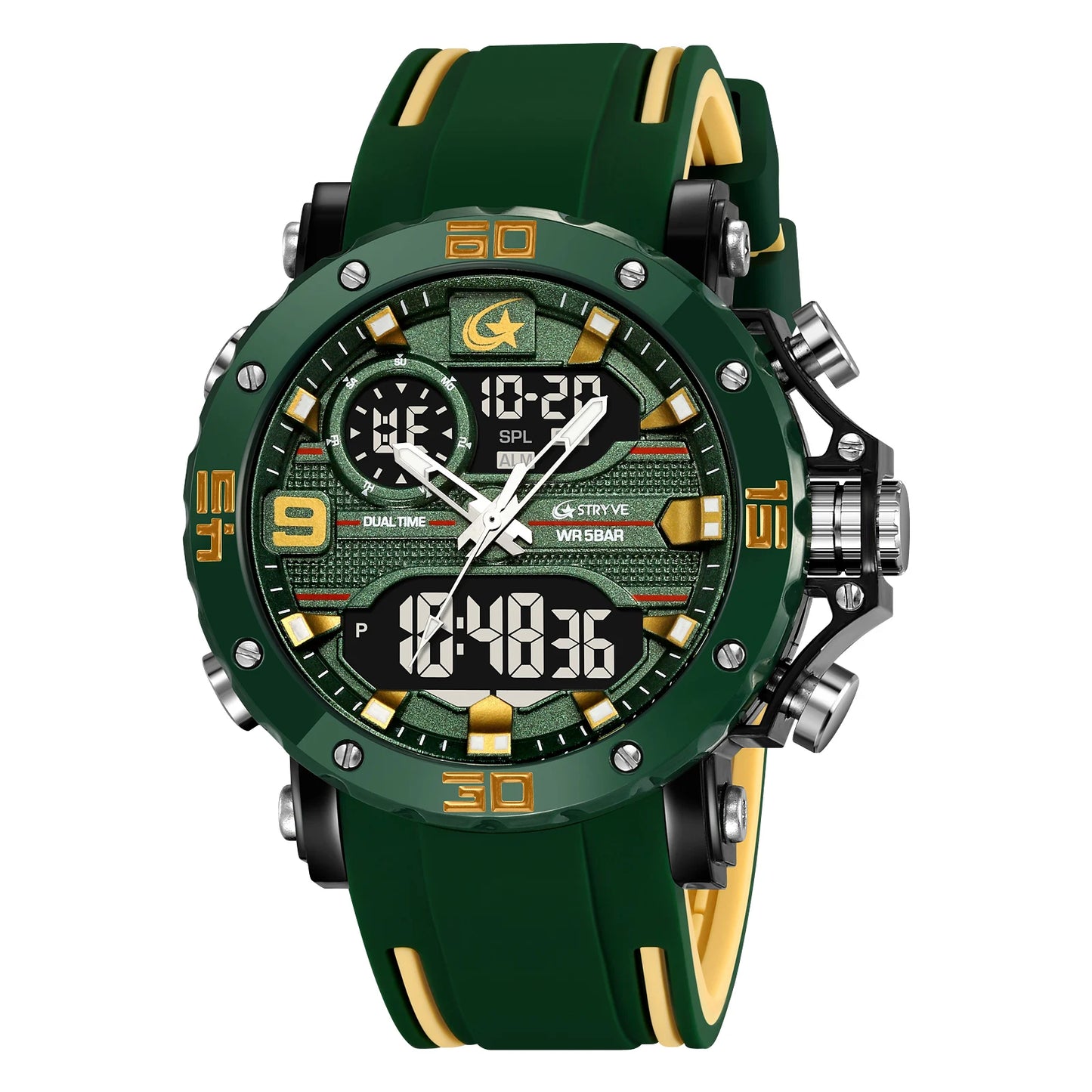 STRYVE S8032 Sports Watch – Bold Dual Display Analog Digital Watch - Top G Watches