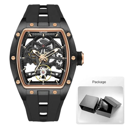 NEW Automatic Megir Mechanical Stainless Skeleton Dial Wristwatch