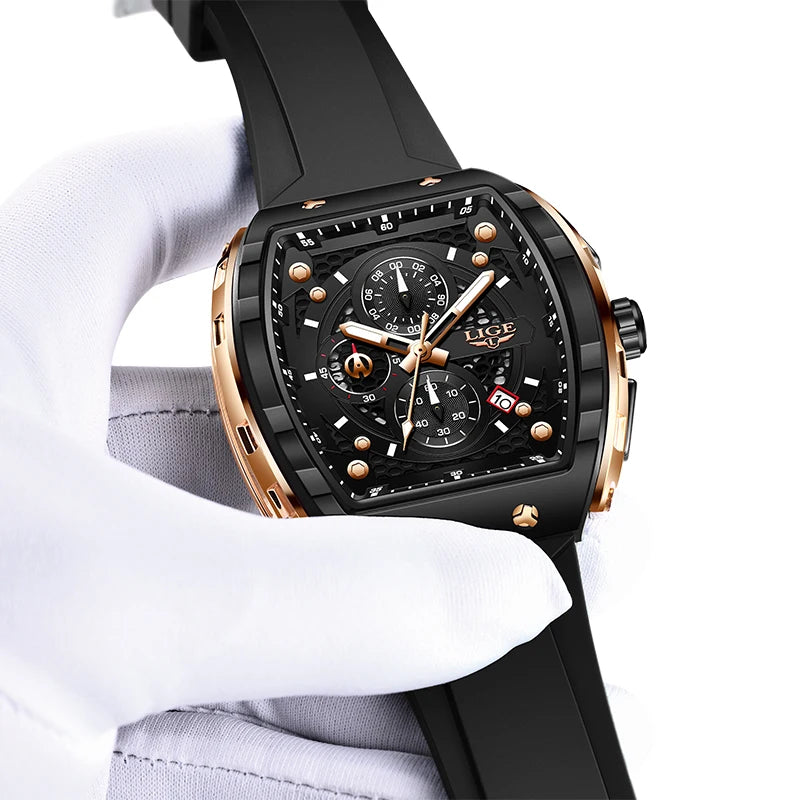 NEW Lige Tonneau Waterproof Sports Chronograph Quartz Watch