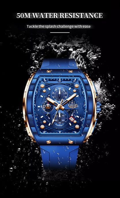 NEW Lige Tonneau Waterproof Sports Chronograph Quartz Watch