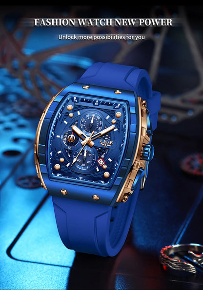 NEW Lige Tonneau Waterproof Sports Chronograph Quartz Watch