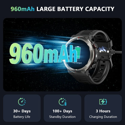 Blackview W50 Pro Rugged Smartwatch – LED Flashlight & Bluetooth Calling