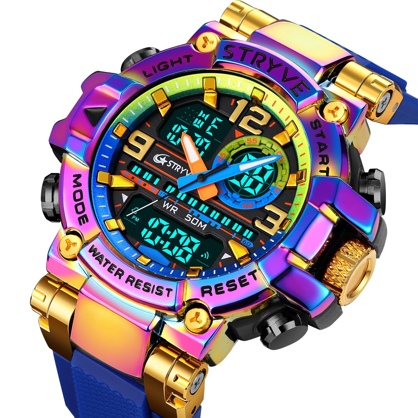 STRYVE S8025 Digital Analog Sports Watch – Shockproof Waterproof Dual Display - Top G Watches