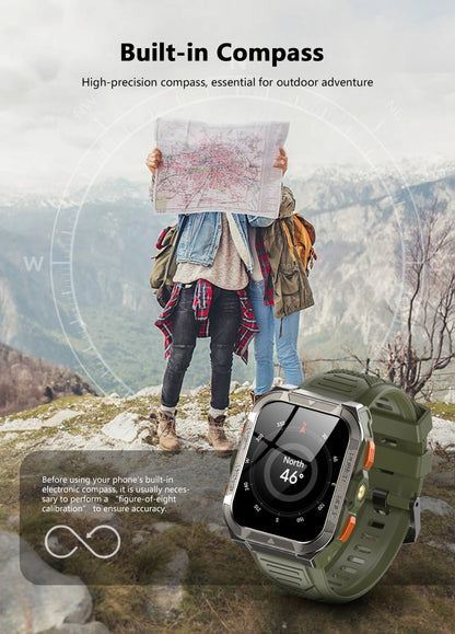Blackview W80 Pro GPS Rugged Smartwatch – LED Flashlight, Bluetooth Calling