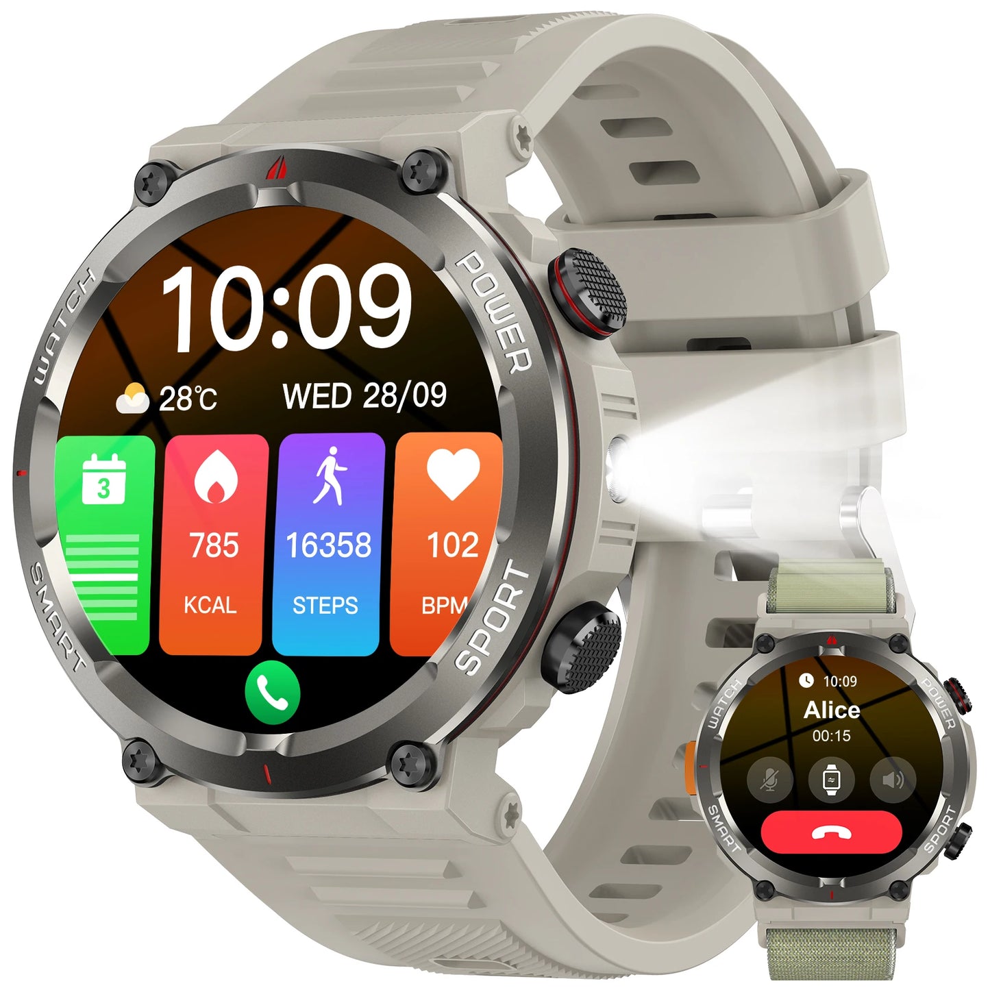 Blackview W50 Pro Rugged Smartwatch – LED Flashlight & Bluetooth Calling
