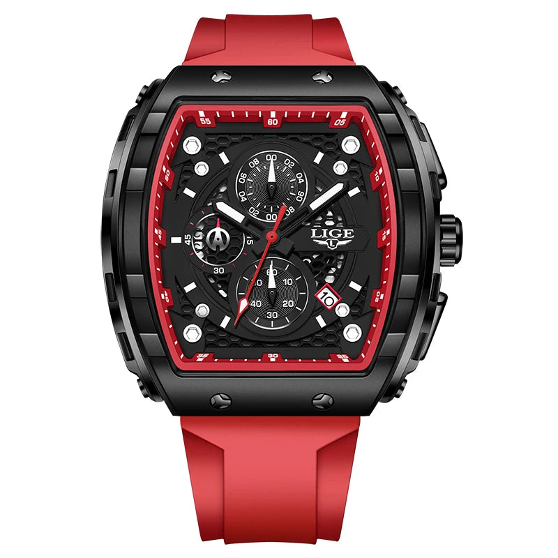 NEW Lige Tonneau Waterproof Sports Chronograph Quartz Watch