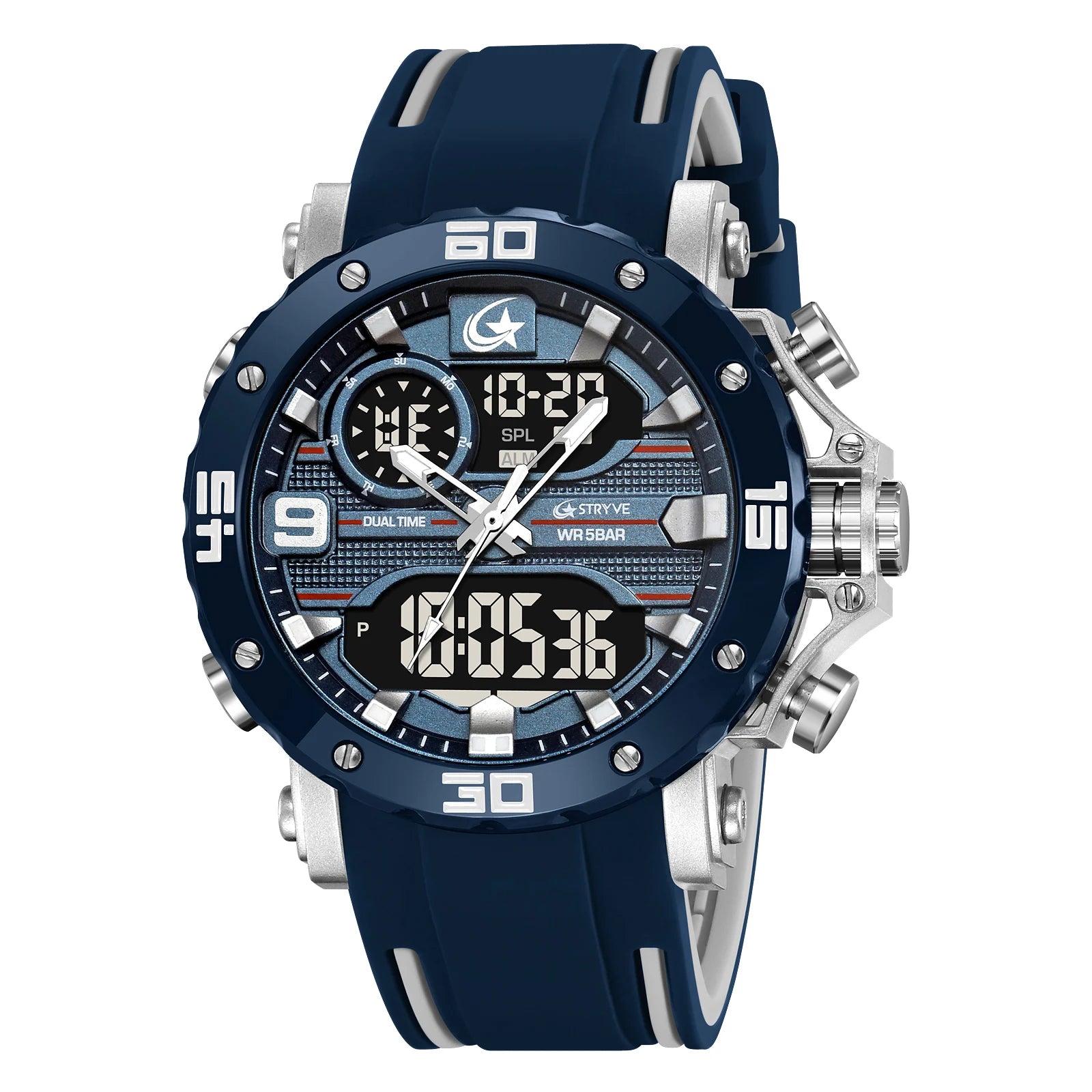 STRYVE S8032 Sports Watch – Bold Dual Display Analog Digital Watch - Top G Watches
