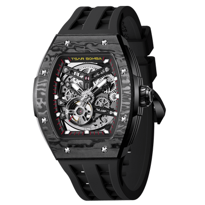 Official TSAR BOMBA Elemental-Carbon Fibre Automatic Skeleton Watch — TB8228CF