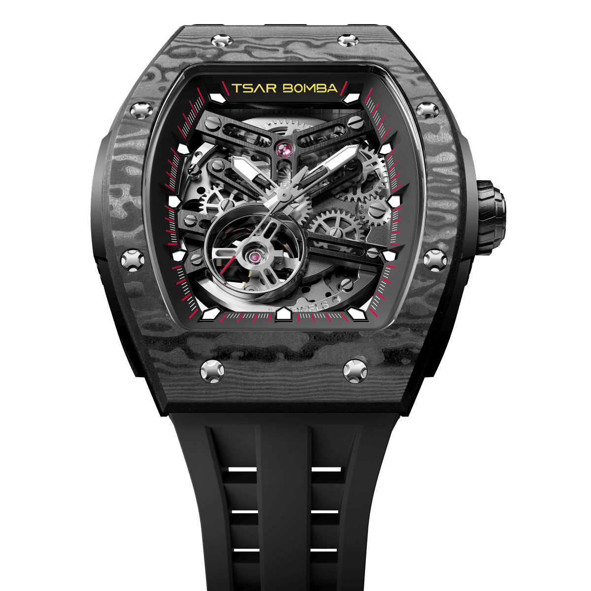 Official TSAR BOMBA Elemental-Carbon Fibre Automatic Skeleton Watch — TB8228CF