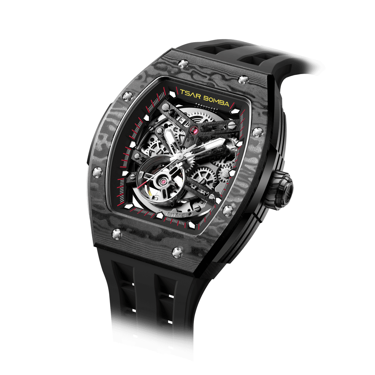 Official TSAR BOMBA Elemental-Carbon Fibre Automatic Skeleton Watch — TB8228CF