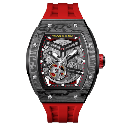 Official TSAR BOMBA Elemental-Carbon Fibre Automatic Skeleton Watch — TB8228CF