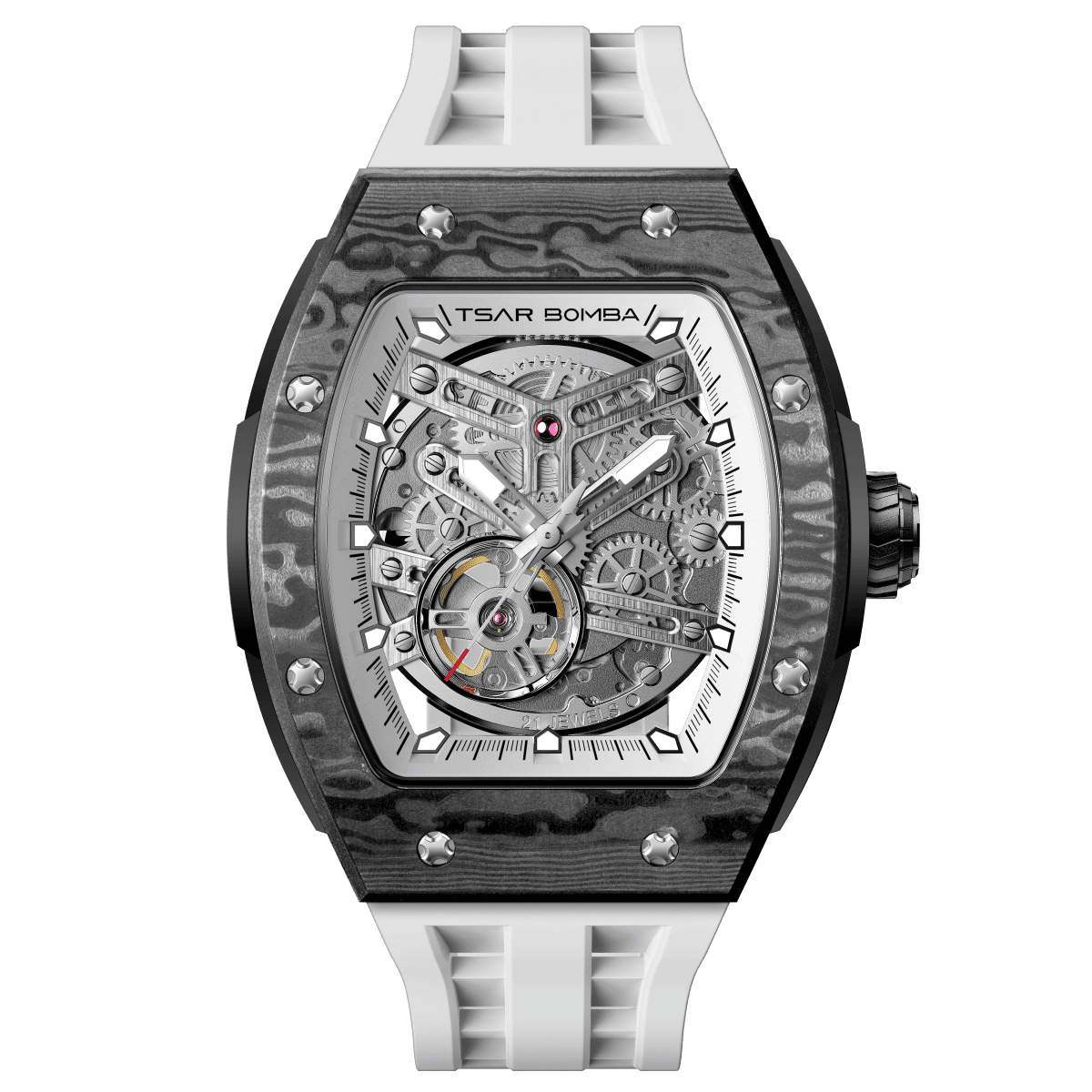 Official TSAR BOMBA Elemental-Carbon Fibre Automatic Skeleton Watch — TB8228CF