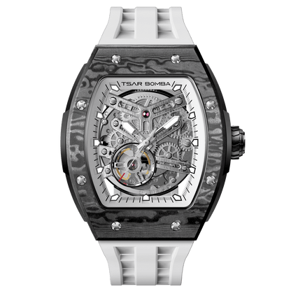 Official TSAR BOMBA Elemental-Carbon Fibre Automatic Skeleton Watch — TB8228CF
