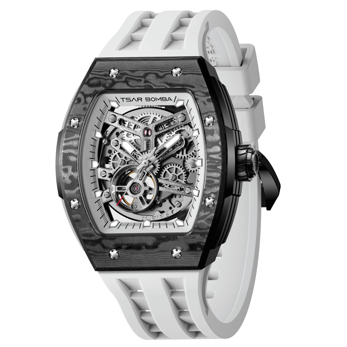 Official TSAR BOMBA Elemental-Carbon Fibre Automatic Skeleton Watch — TB8228CF