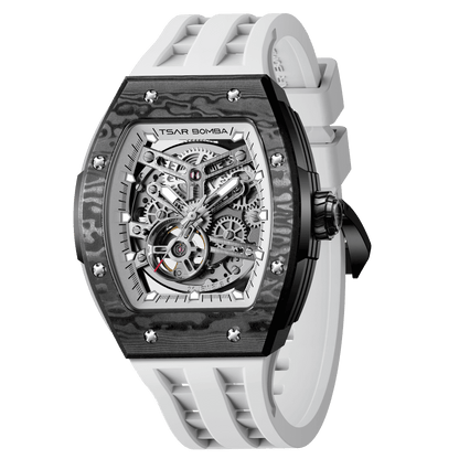 Official TSAR BOMBA Elemental-Carbon Fibre Automatic Skeleton Watch — TB8228CF