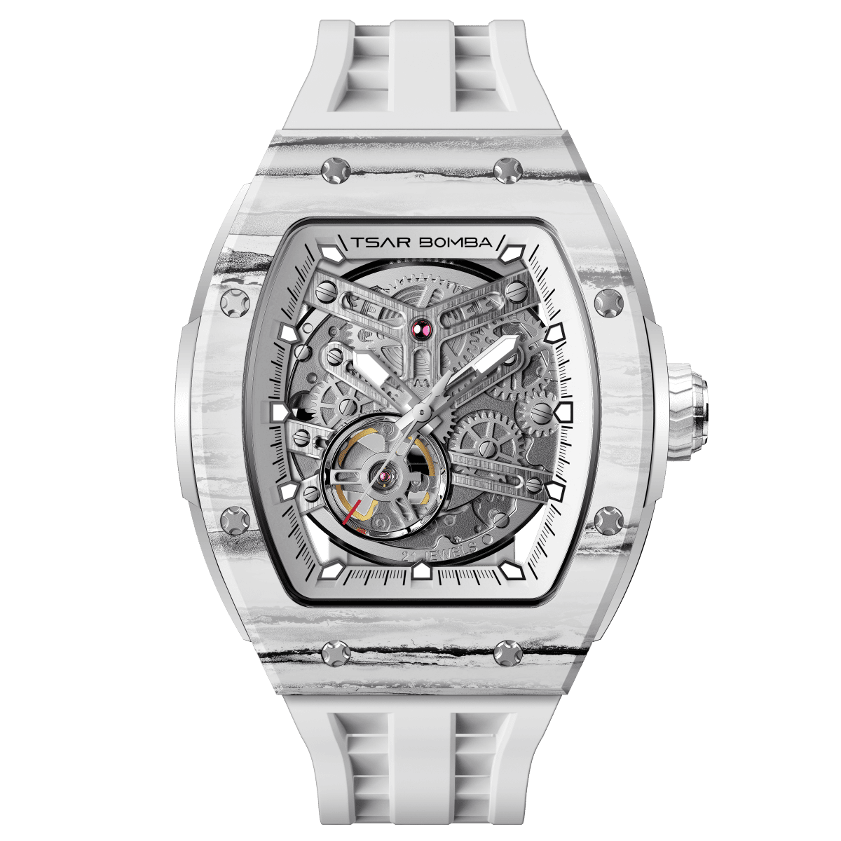 Official TSAR BOMBA Elemental-Carbon Fibre Automatic Skeleton Watch — TB8228CF