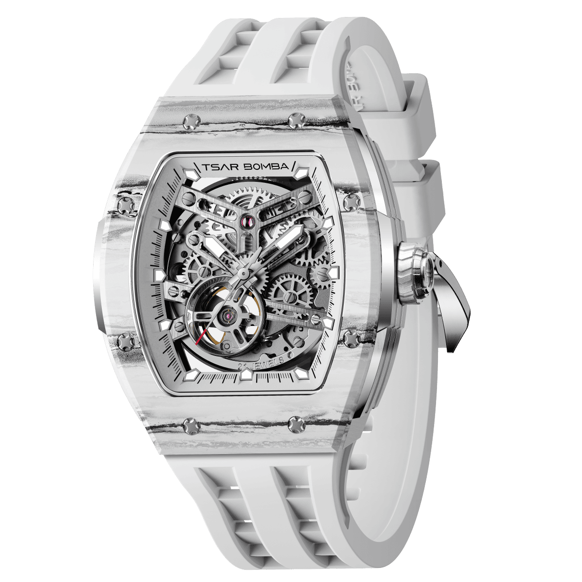 Official TSAR BOMBA Elemental-Carbon Fibre Automatic Skeleton Watch — TB8228CF