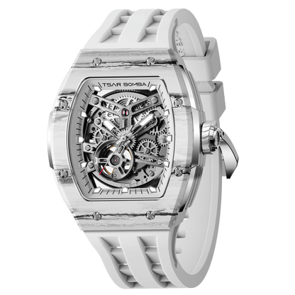 Official TSAR BOMBA Elemental-Carbon Fibre Automatic Skeleton Watch — TB8228CF