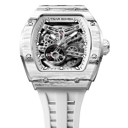 Official TSAR BOMBA Elemental-Carbon Fibre Automatic Skeleton Watch — TB8228CF