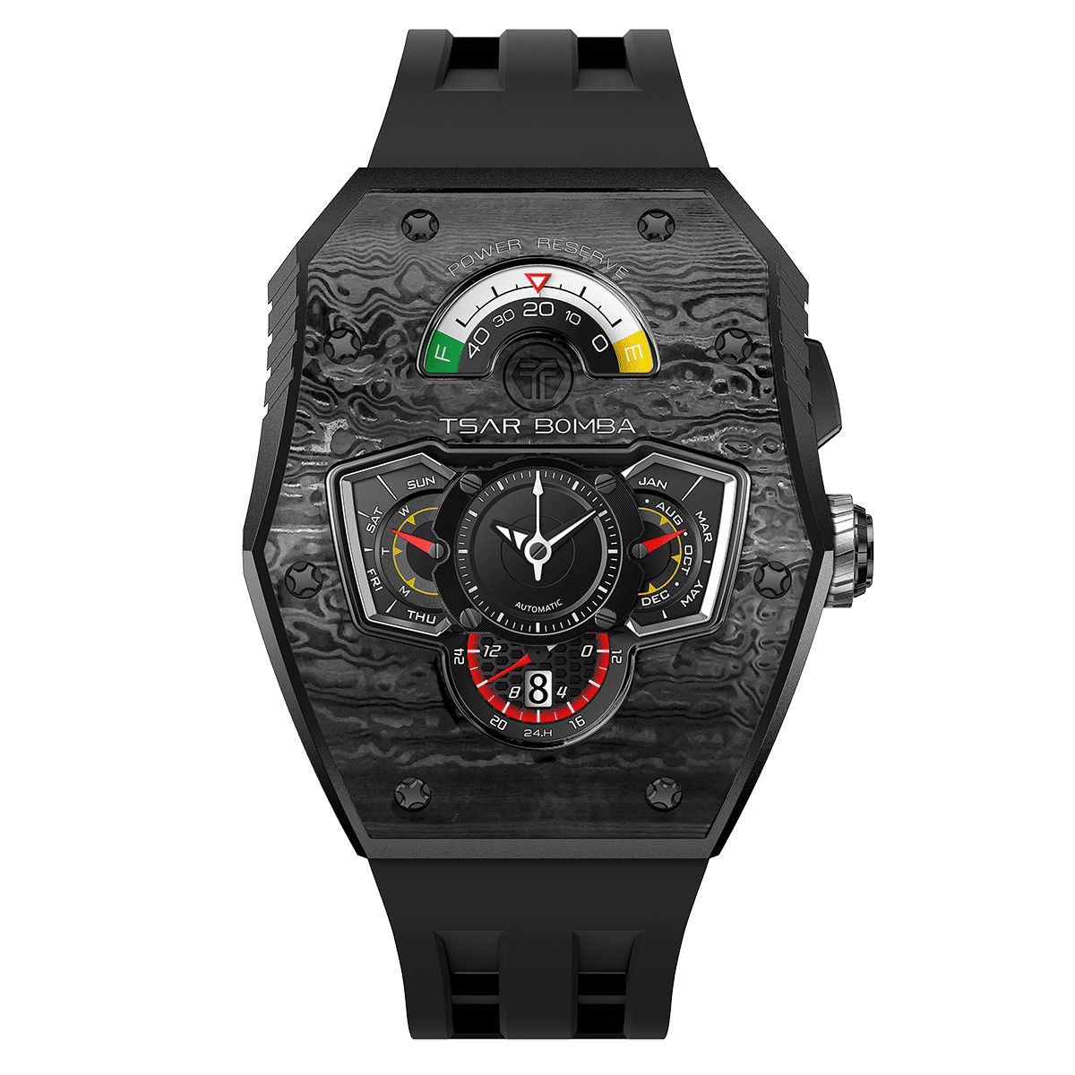 Official TSAR BOMBA Parallax TB8229 Automatic Watch | Ceramic Carbon Fibre Luxury Watch