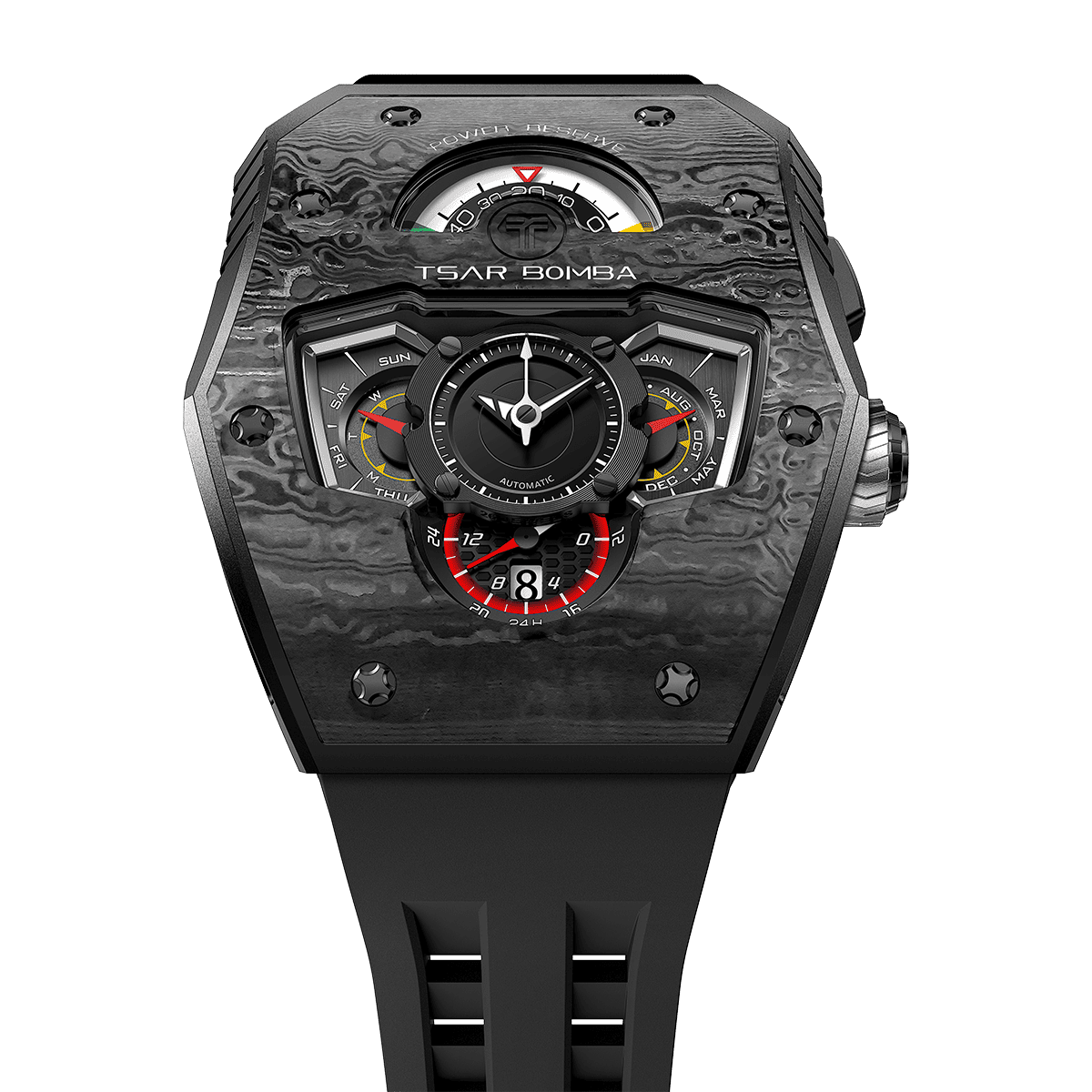 Official TSAR BOMBA Parallax TB8229 Automatic Watch | Ceramic Carbon Fibre Luxury Watch