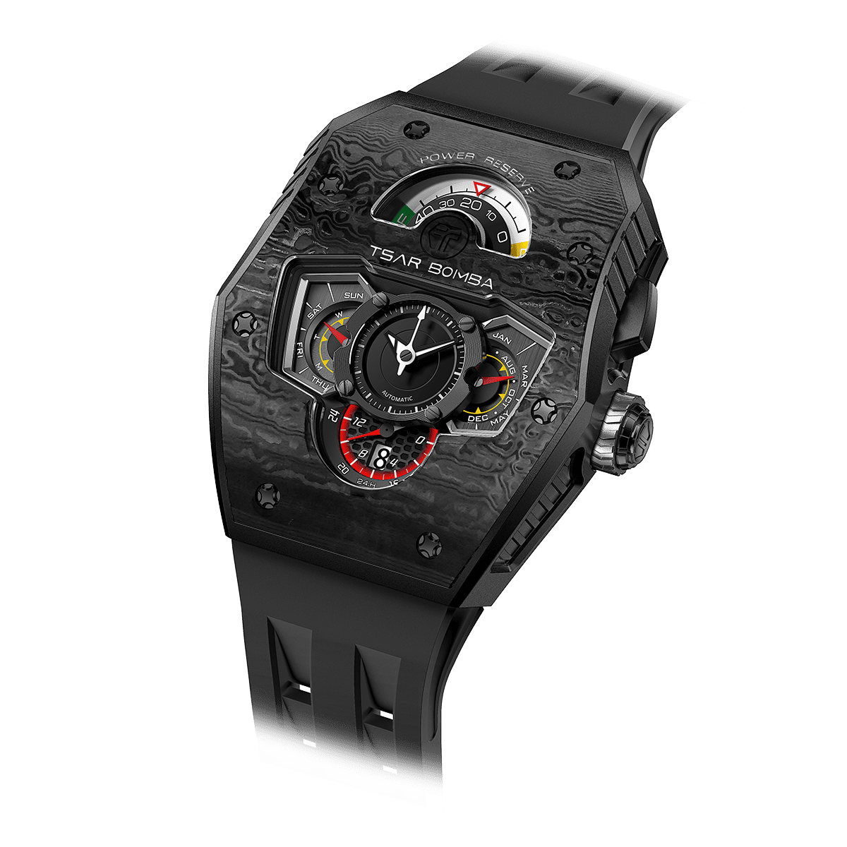 Official TSAR BOMBA Parallax TB8229 Automatic Watch | Ceramic Carbon Fibre Luxury Watch