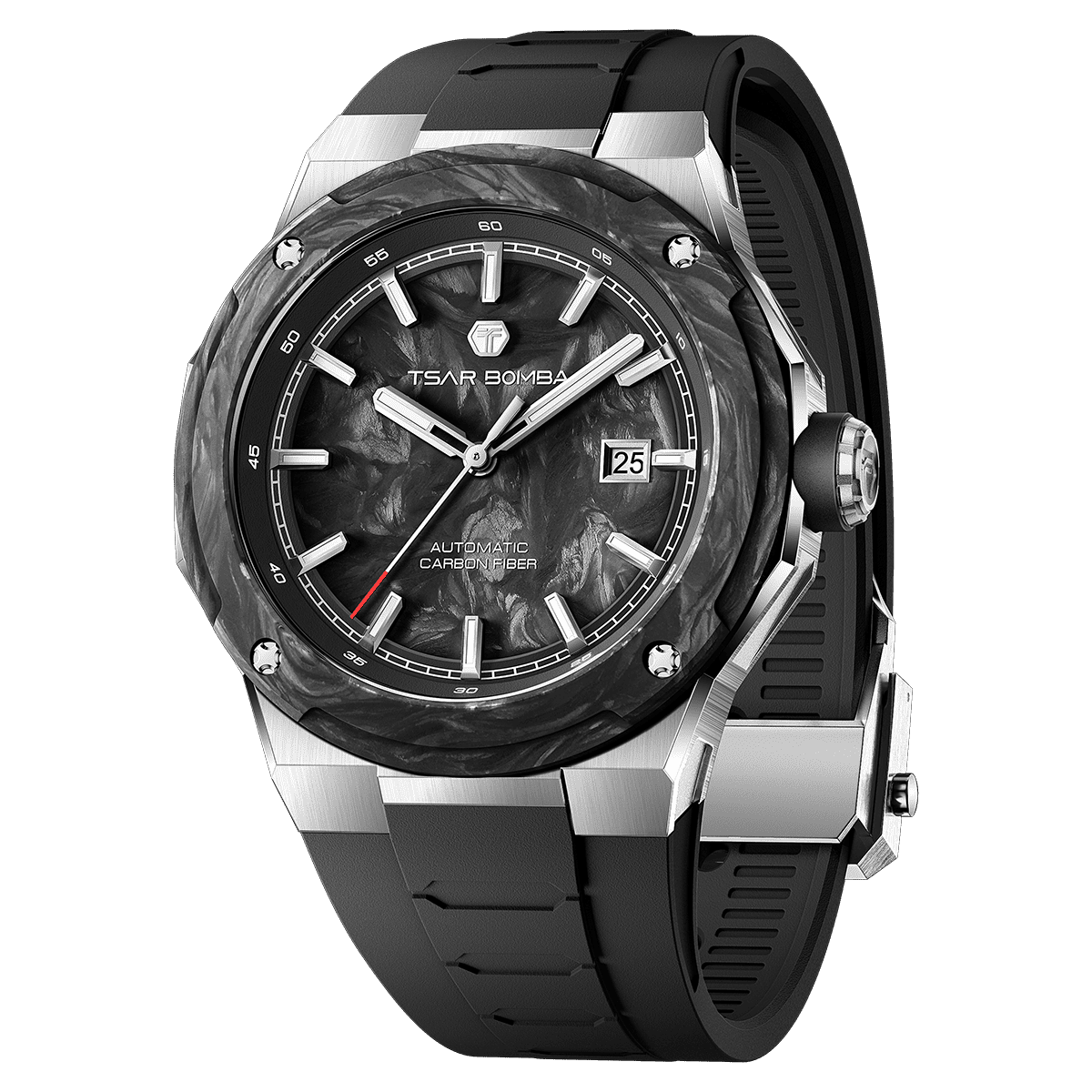 Official TSAR BOMBA Electron Carbon-X II TB8230 Automatic Watch | Carbon Fibre Sports Watch