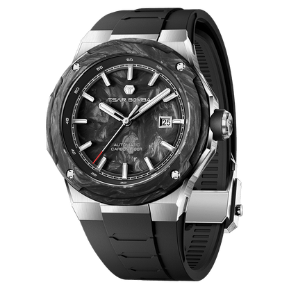 Official TSAR BOMBA Electron Carbon-X II TB8230 Automatic Watch | Carbon Fibre Sports Watch