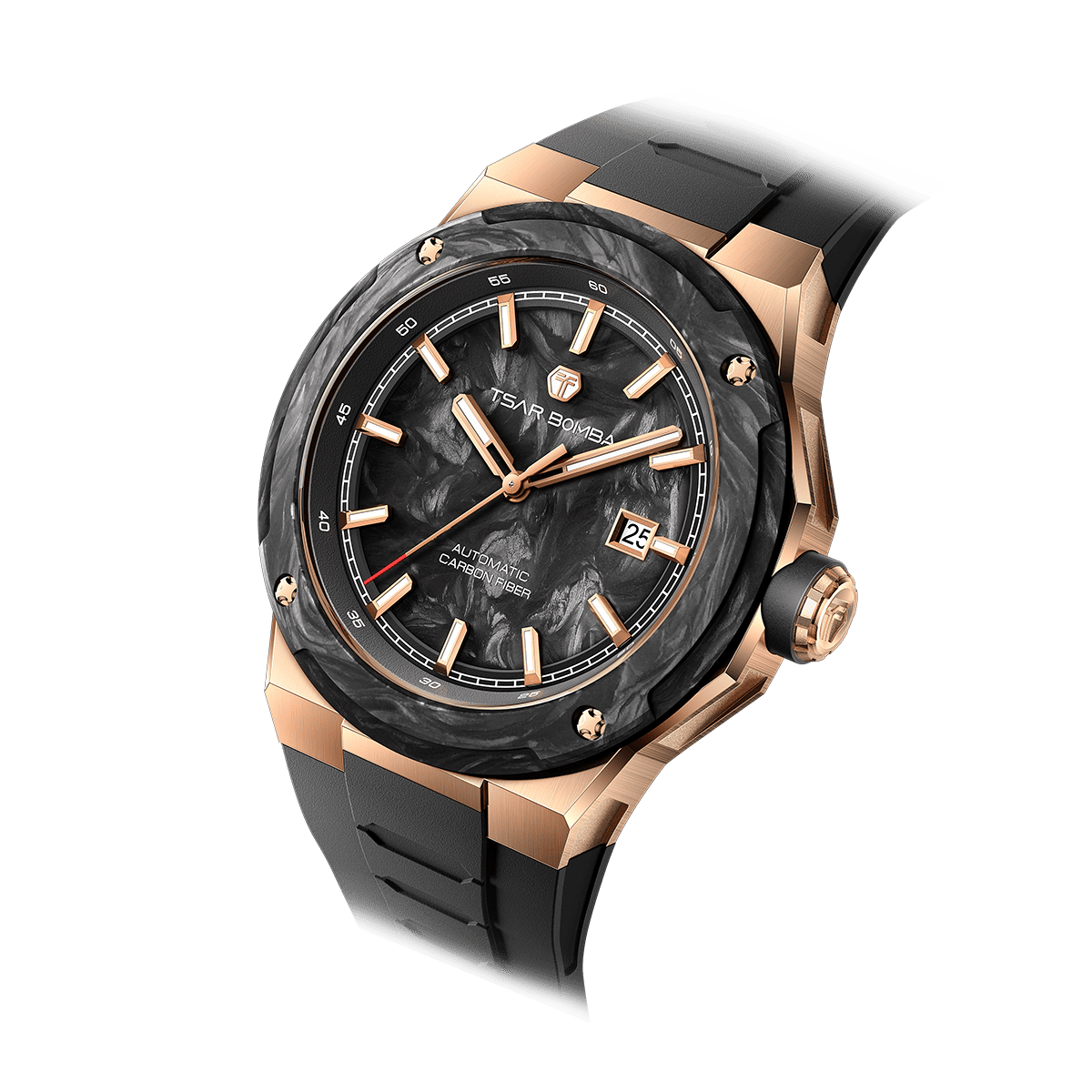 Official TSAR BOMBA Electron Carbon-X II TB8230 Automatic Watch | Carbon Fibre Sports Watch