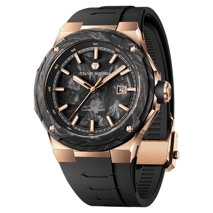 Official TSAR BOMBA Electron Carbon-X II TB8230 Automatic Watch | Carbon Fibre Sports Watch