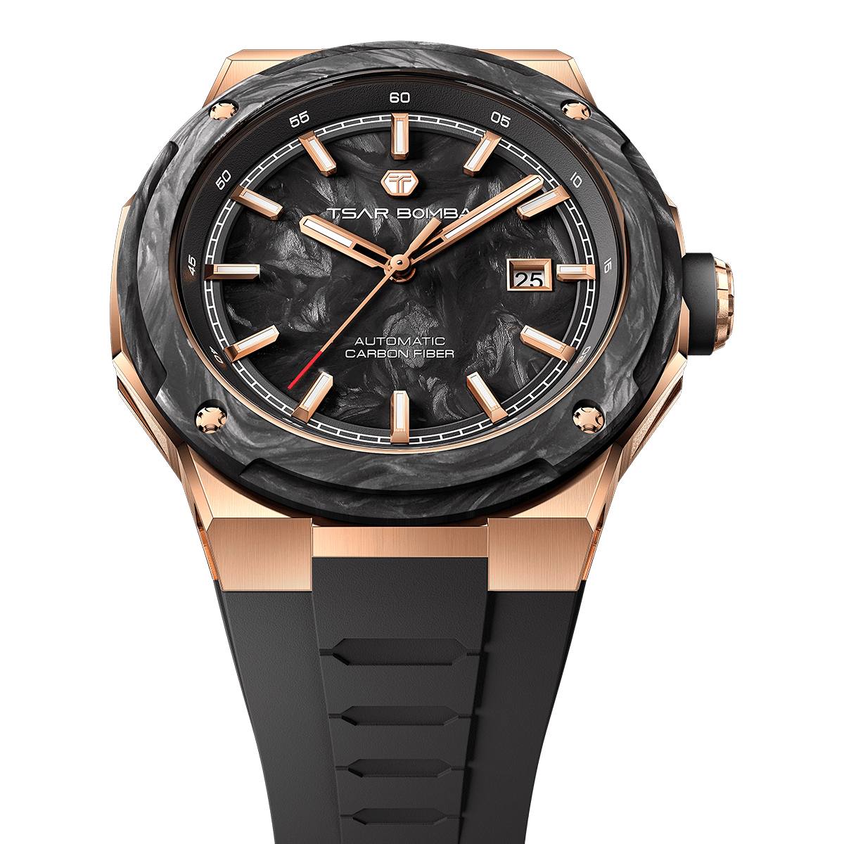 Official TSAR BOMBA Electron Carbon-X II TB8230 Automatic Watch | Carbon Fibre Sports Watch