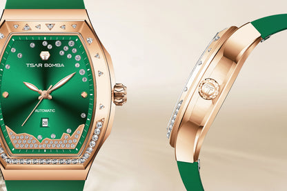 Official TSAR BOMBA Lumina TB8233 Diamond-Set Automatic Women's Watch