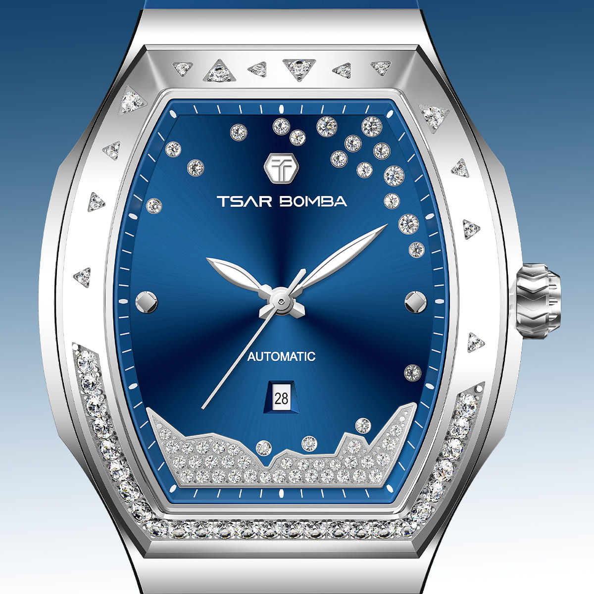 Official TSAR BOMBA Lumina TB8233 Diamond-Set Automatic Women's Watch